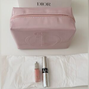 NWT Dior Beauty Pouch w/ Dior Addict Lip Maximizer and Overcurl Mascara Samples